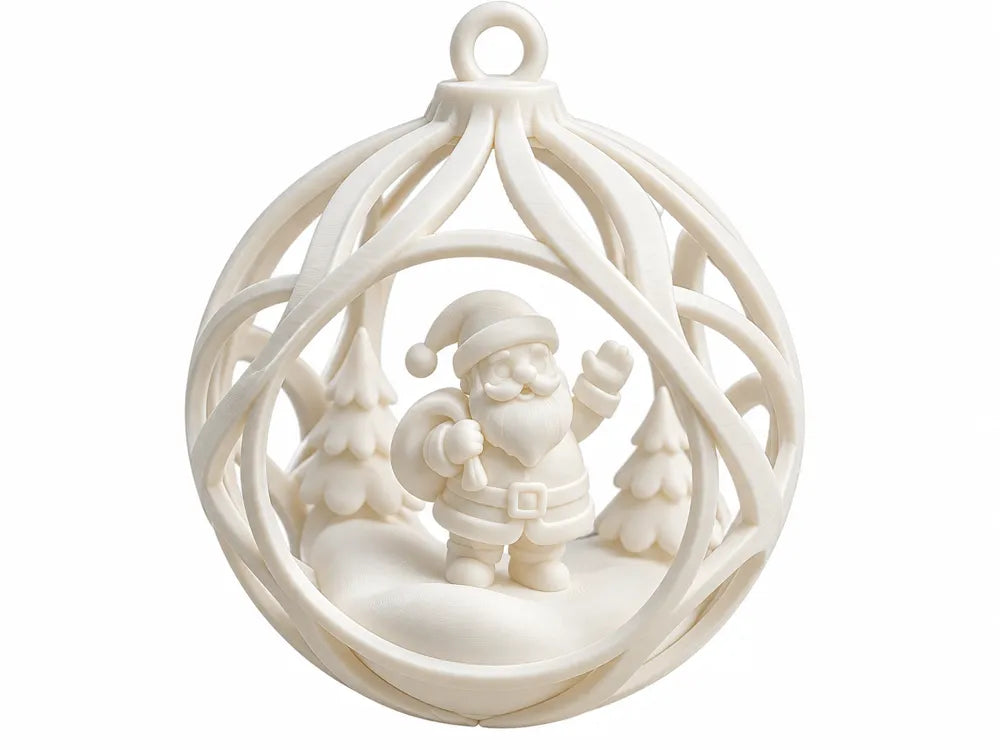 kerstbal met kerstman binnen in